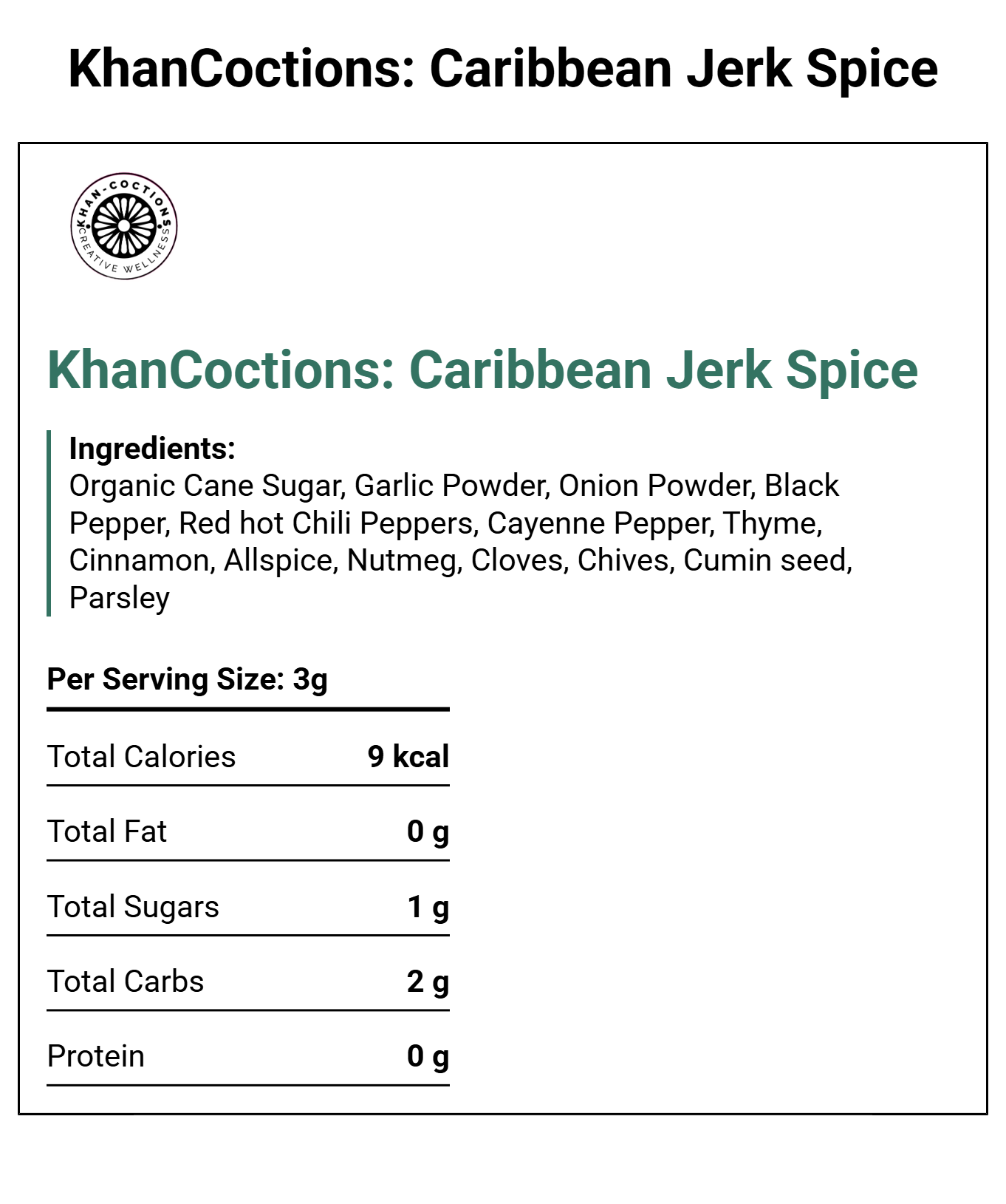 Caribbean Jerk- Salt and Sugar Free