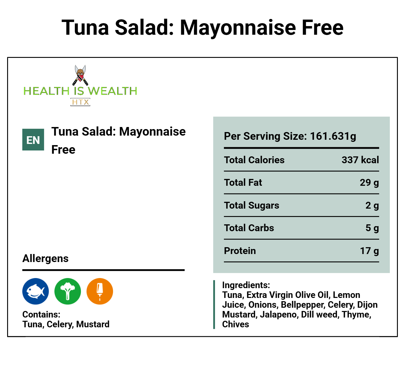 Tuna Salad- Mayo Free