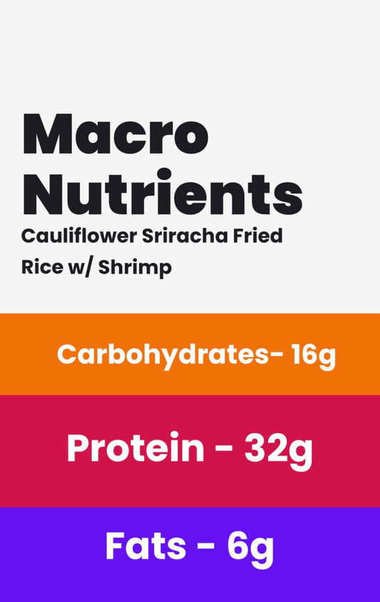 Cauliflower Sriracha 'fried rice' w/ Teriyaki shrimp