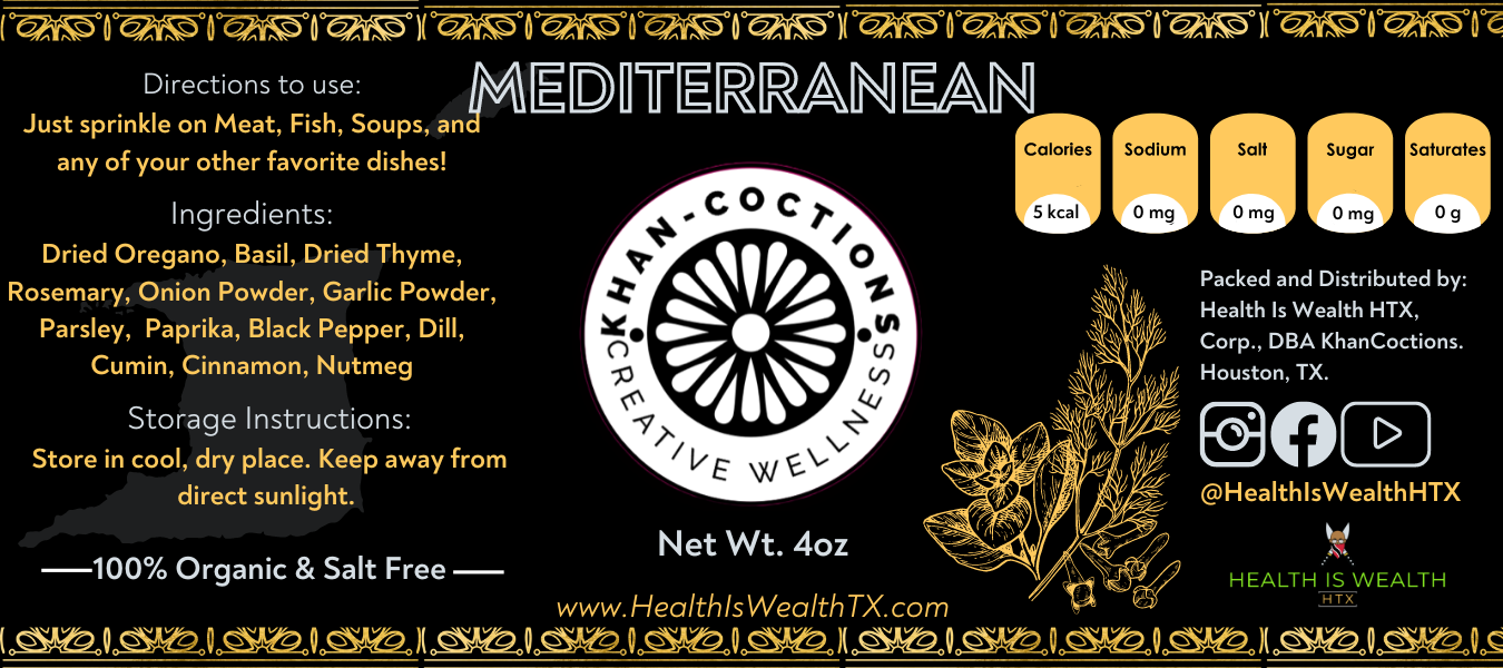 Mediterranean- Salt and Sugar Free